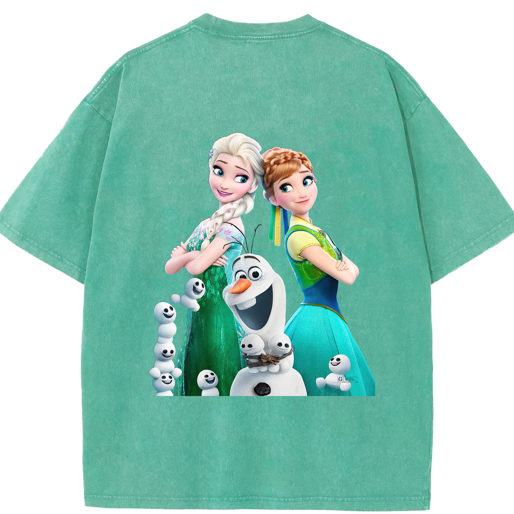 （画像用） アナと雪の女王 アンナ エルサ Frozen Anna Elsa 綿100% ヴィンテージ風 半袖Tシャツ（背面プリント）